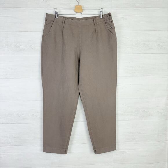 Seasalt Cornwall Nanterrow Trouser Pants UK 18 Waist 38 Petite Taupe Linen Blend - Picture 1 of 15